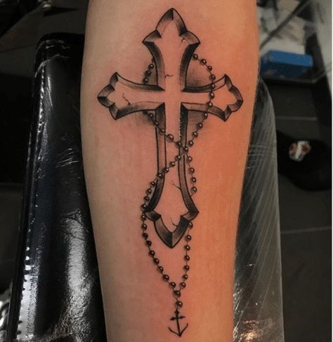 Arm Tattoos Cross, Cross Necklace Tattoo, Trust Process, Cool Cross Tattoos, Cross Tattoos For Men, Christian Cross Tattoos, Best Tattoos For Men, Crucifix Tattoo, Simple Cross Tattoo