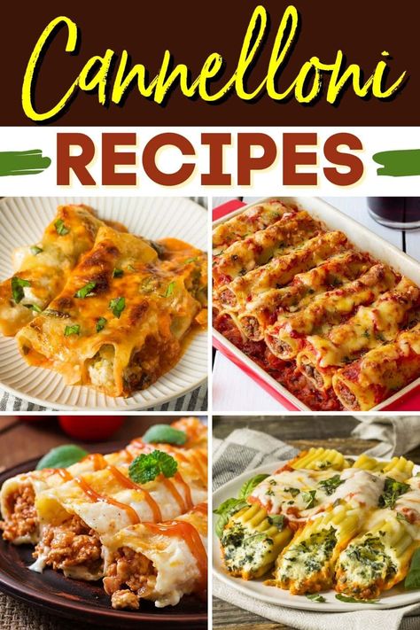 Try one of these easy cannelloni recipes the next time you need to break up the usual pasta routine. They're fun, filling, and family-friendly. Pasta Cannelloni Recipes, Easy Cannelloni Recipes, Cannelloni Pasta Recipe, Cannoli Pasta Cannelloni Recipes, Canaloni Recipe, Cannelloni Recipes Italian, Chicken Cannelloni Recipes, Seafood Cannelloni Recipe, Pasta Cannelloni