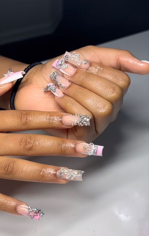 Nails Acrylic With Diamonds Rhinestones, Nails 2023 Acrylic, Nail Trends Spring, Nail Colors Spring, Nails Acrylic Spring, Nails 23, Nails Girly, Spring Nails 2020, Nail Therapy