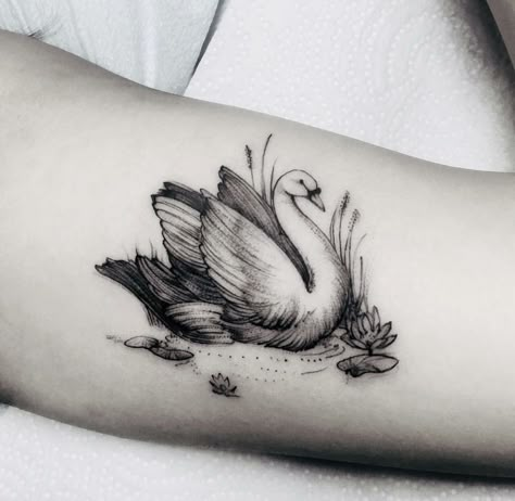 Swan tattoo Small Swan Tattoo, Swan Tattoo Design For Women, Swan Tattoo Design, Tattoo Swan, Black Swan Tattoo, Swan Tattoo, Elements Tattoo, Tattoo Prices, Anklet Tattoos