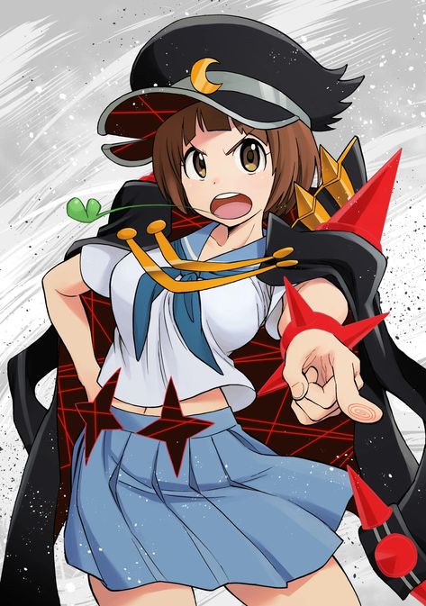 Jacket On Shoulders, Kill La Kill Mako, Nonon Jakuzure, Kill A Kill, Kill La Kill Art, Hand On Hip, Seven Knight, Brown Eyes Brown Hair, Eyes Brown