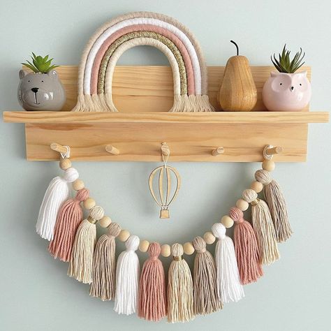 Nursery Wall Painting, Boho Rainbow Nursery, Macrame Baby, Nursery Room Design, Baby Room Inspiration, Ideas Casa, Nursery Baby Room, Tassel Garland