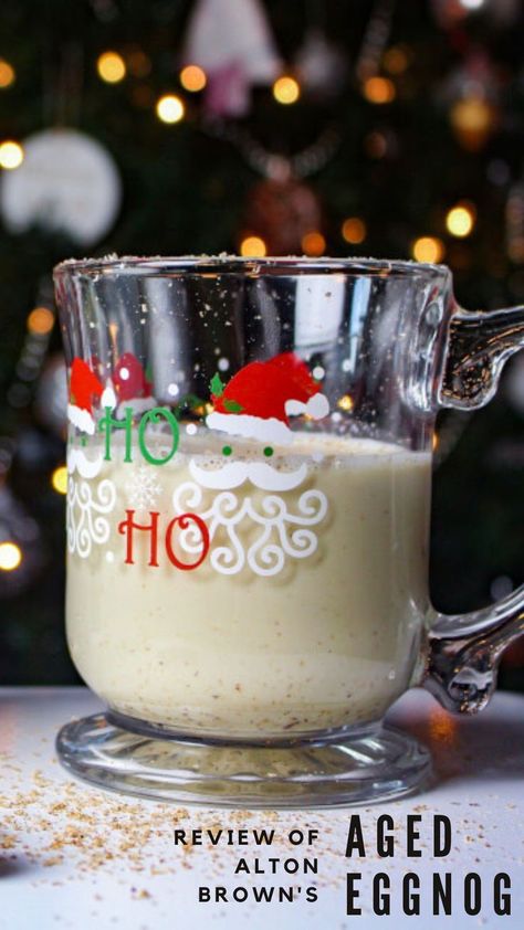 alton brown's aged eggnog recipe + history of eggnog Alton Brown Eggnog Recipe, Aged Eggnog Recipe, Aged Eggnog, Recipe For Eggnog, Cooked Egg Nog, Egg Nog Recipe, Eggnog Recipe Homemade, Brown Egg, Raw Eggs