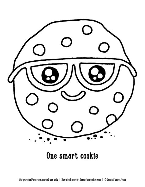 Drawing of a smart cookie. Free printable coloring page Cookie Worksheets Preschool, Smart Cookie Activity, Free Cookie Printable, Cookie Coloring Pages Free Printable, Smart Cookie Printable Free, Smart Cookie Craft, Cookie Crafts For Kids, Cookie Template Printable, One Smart Cookie Free Printable