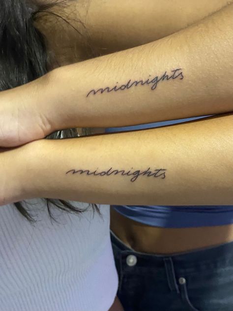 #taylorswift #midnights #tattoo #matchingtatto Midnights Tattoo, Midnight Tattoo, Taylor Swift Tattoo, Matching Tattoo, Word Tattoos, Matching Tattoos, Tatting, Piercings, Taylor Swift