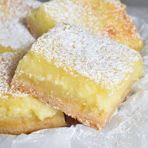 Easy Cake Mix Lemon Bars #justapinchrecipes Taco Stew, St Louis Gooey Butter Cake, Ziti Casserole, Harvard Beets, Buttermilk Cookies, Lemon Cake Bars, Palmiers Recipe, Lemon Squares Recipe, Recipe Using Lemons