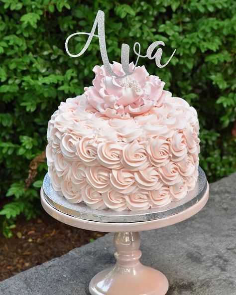 Rosette Cakes, Cakes Decor, Rosette Cake, Birthday Inspo, Baby Dedication, Rose Cake, Sugar Flowers, Pink Blush, Happy Birthday To You