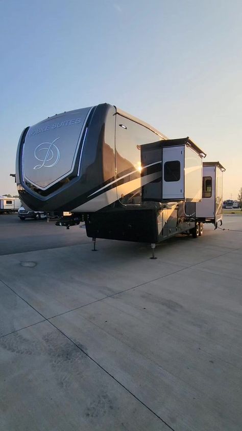 2024 Mobile Suites 41RKDB luxury fifth wheel at Couchs RV Nation. #rvlife #camping #camp #glamping #fifthwheel #caravan #tinyhouse #allaboutrvs | All About RVs | Giulio Cercato · Turn Back Time (feat. Kianna) Rv Glamping, Luxury Fifth Wheel, Turn Back Time, 5th Wheels, Fifth Wheel, Rv Life, Glamping, Caravan, Decks