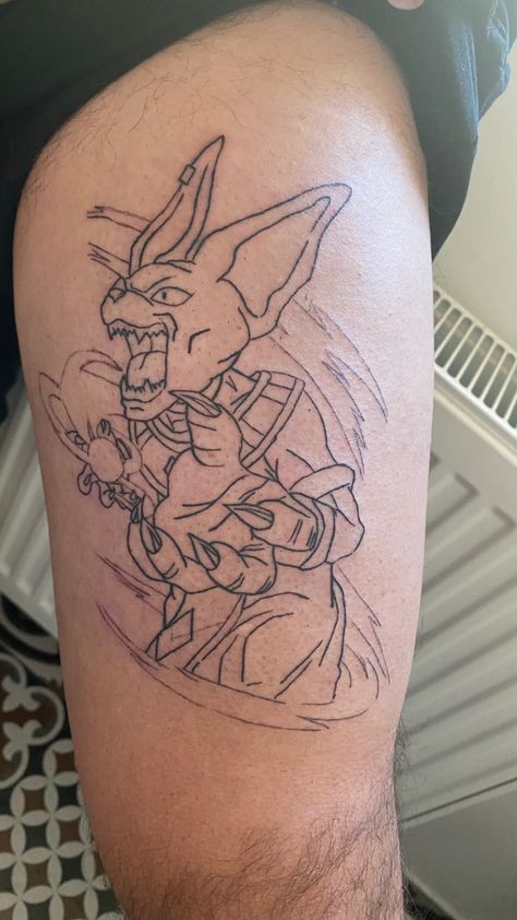 Beerus Tattoo Ideas, Lord Beerus Tattoo, Beerus Tattoo, Lord Beerus, Majin Boo, Naruto Tattoo, Anime Tattoo, Anime Tattoos, Epic Art