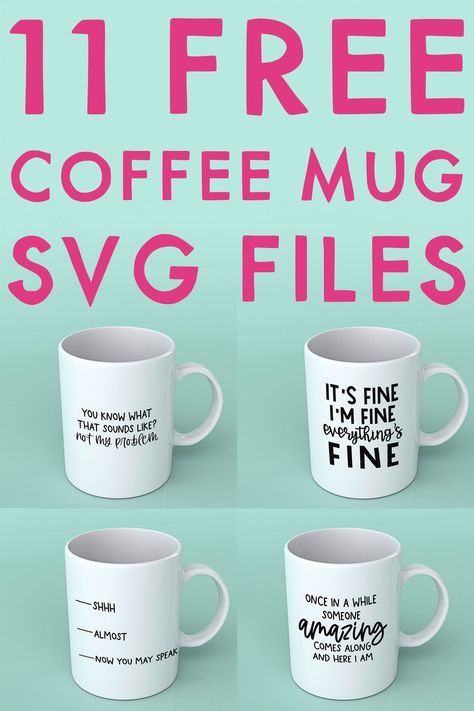 Grab this set of 11 funny coffee mug quote SVG files to make your own awesome coffee mug. You can use a Cricut, Silhouette, or any other craft machine. Plus, you can make more than just mugs with the free SVG files! Cricut Mugs, Quotes For Mugs, Mug Quotes, Coffee Printables, Coffee Quote Svg, Funny Coffee Quotes, Quote Svg Files, Coffee Mug Quotes, Best Coffee Mugs