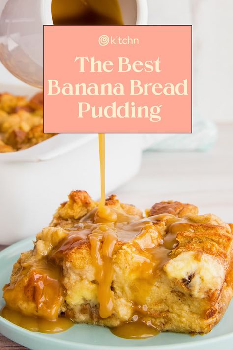 Banana Bread Pudding With Rum Sauce, Banana Bread Bread Pudding, Ripened Banana Recipes, Swedish Pastry, Rum Bread Pudding, Banana Bread Pudding Recipe, Extra Bananas, Best Bread Pudding Recipe, Banana Bread Pudding