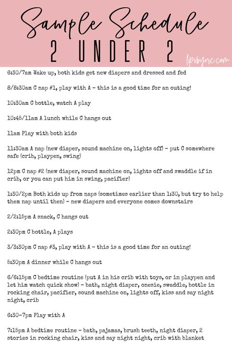 Here is an awesome schedule for two kids under the age of two!  #2under2 #motherhood 2 Under 2 Schedule, Schedule For 2 Under 2, Two Under Two Schedule, Two Under Two, 2 Under 2 Tips, 2 Under 2, Sample 3 Month Old Schedule, Sample Babywise Schedule, Twins Schedule