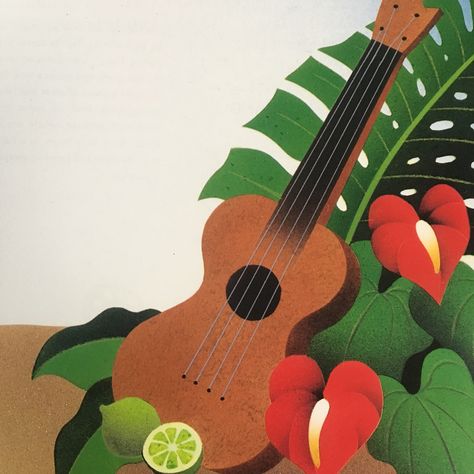 Indian Instruments Illustration, Ukulele Illustration, Folk Guitar Aesthetic, Guitar Amp Illustration, Mexican Guitar Art, Folk Guitar, Guitar Illustration, 90s Art, Ukulele