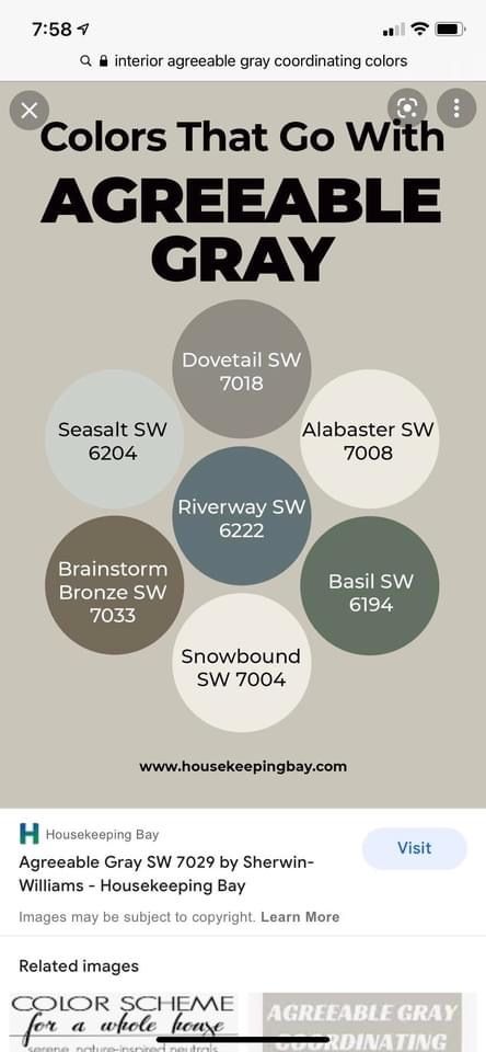 Alabaster Sherwin Williams, Interior Paint Schemes, House Paint Interior, Farmhouse Paint Colors, Agreeable Gray, House Color Palettes, Sherwin Williams Paint Colors, Kitchen Paint Colors, Exterior Paint Colors For House