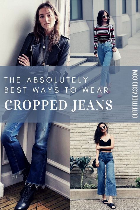 Crop Flare Jeans Outfit Fall, Boyfriend Crop Jeans Outfit, Flare Capri Jeans Outfit, Frayed Cropped Jeans Outfit, Cropped Blue Jeans Outfit, Frayed Cropped Jeans, Black Flare Crop Jeans Outfit, Distressed Flare Jeans Outfits, High Rise Cropped Jeans Outfit