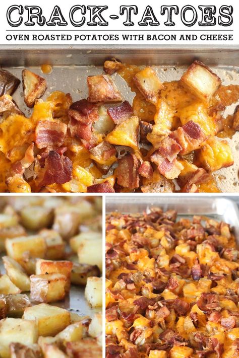 Roasted Potatoes with Bacon and Cheese Roasted Potatoes With Bacon, Crispy Oven Roasted Potatoes, Small Potatoes Recipe, Bacon Cheese Potatoes, Cheesy Bacon Potatoes, Potatoes With Bacon, Breakfast Casserole Bacon, Oven Roasted Potatoes, Bacon Potato