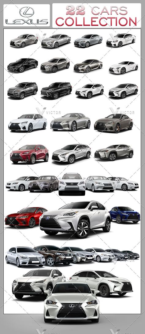 22" Lexus Cars Collection Pack. 3D model bundle. #3D #3DModel #3DDesign #car #es #f #gen #hybrid #japan #japanese #lexus #limousine #luxury #mk #ray #realistic #saloon #sedan #sport #standard #v #xv Lexus Sports Car, Lexus Sedan, Cars Models, Lists Ideas, Limousine Car, Lexus Models, Cars Collection, Sedan Cars, Dream Vehicles