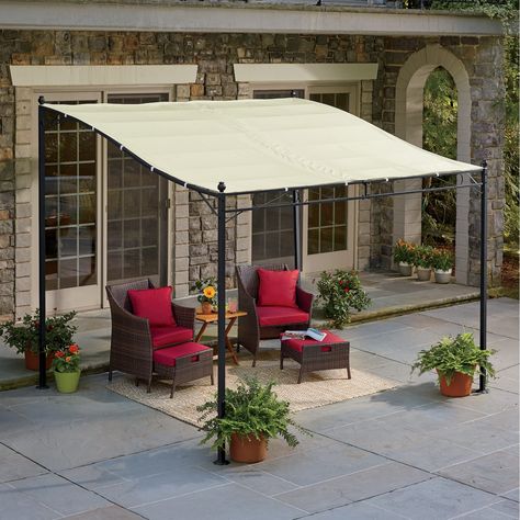 Sunshade Awning Gazebo | Montgomery Ward Small Patio Ideas On A Budget, Design Per Patio, Diy Awning, Step Railing, Patio Grande, Backyard Shade, Patio Canopy, Patio Shade, Budget Patio