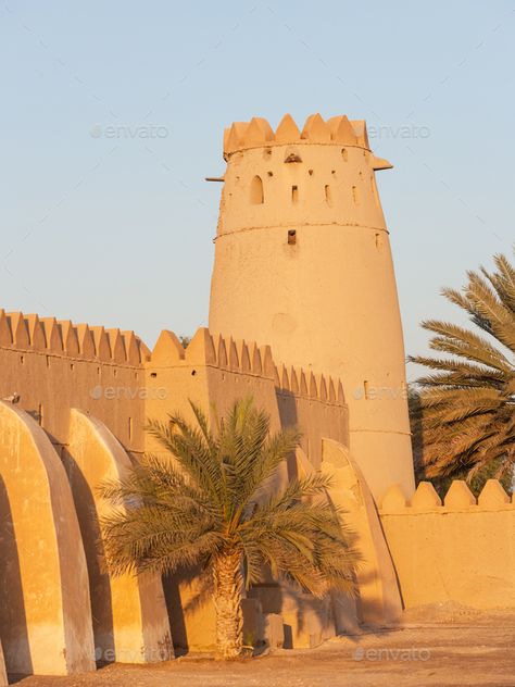 A Tower in Al Jahli Fort in Al Ain by zambezi. A tower in the iconic Al Jahli Fort in Al Ain, the largest inland town in the United Arab Emirates.#Fort, #zambezi, #tower, #Tower Arabian Peninsula, Build A Fort, Al Ain, Inspirational Artwork, Branding Design Inspiration, Iconic Landmarks, Arab Emirates, United Arab Emirates, Historical Sites