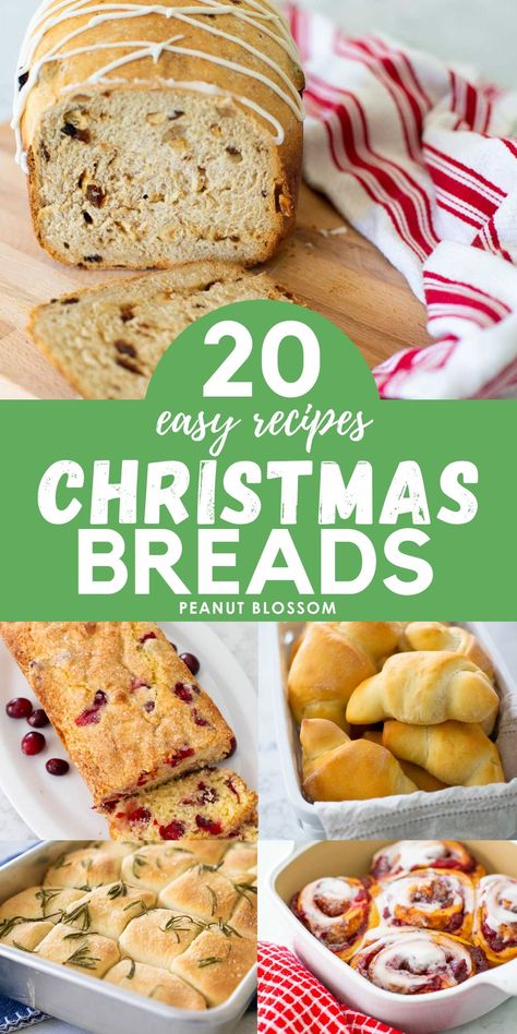 20 Easy Christmas Breads Festive Bread Recipes, No Knead Christmas Bread, Christmas Breads To Make, Easy Christmas Breads For Gifts, Homemade Christmas Bread, Christmas Sweet Breads, Easy Christmas Bread, Christmas Bread Ideas, Holiday Bread Recipes Christmas