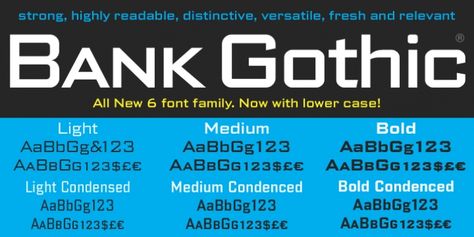 Bank Gothic® font download Bank Gothic Font, Corporate Stationery, Gothic Font, Ttf Fonts, Gothic Fonts, Classic Fonts, Sans Serif Typeface, Typeface Design, Serif Typeface