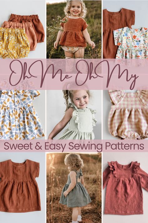 "I made it myself!" Easy Sewing Patterns for Babies & Kids with Oh Me Oh My Sewing Sew Winter Clothes, Baby Toy Sewing Pattern, Baby Girl Sewing Projects, Baby Clothes Sewing Patterns Free, Free Toddler Sewing Patterns, Sewing Patterns For Babies, Baby Romper Pattern Free, Business Crochet, Clothing Sewing Patterns Free