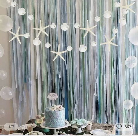 Beach Theme Birthday Party, Coastal Birthday, Beach Theme Birthday, Ocean Baby Showers, Mermaid Birthday Decorations, Ocean Birthday Party, Beach Baby Showers, Ocean Theme Party, Fest Temaer