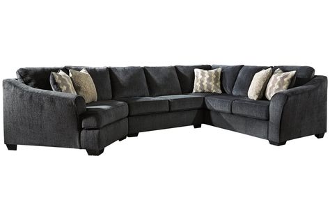 Eltmann 3-Piece Sectional with Cuddler | Ashley Furniture HomeStore Sectional With Cuddler, Dark Gray Sectional, Cuddler Sectional, Oversized Ottoman, Gray Sectional, Big Sofas, Grey Sectional, Armless Loveseat, 3 Piece Sectional