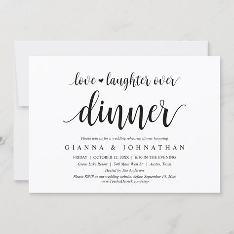 Love and Laughter Over Wedding Rehearsal Dinner Invitation Elopement Reception Invitations, Elopement Dinner, Eloped Wedding, Wedding Rehearsal Invitations, Happily Ever After Party, Ever After Party, Rehearsal Invitations, Elopement Invitation, Wedding Dinner Party