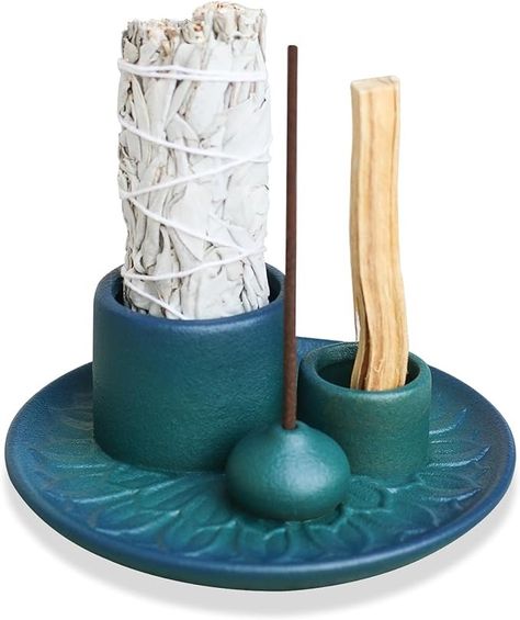 Amazon.com: Palo Santo Sticks Holder, Multi-Purpose Handmade Ceramic Incense Burner for Palo Santo Incense Sticks, Sage Holder for Burning, Ash Catcher Tray for Meditation Yoga Room-Blue : Home & Kitchen Sage Burner Holder, Palo Santo Holder Diy, Pendulum Stand Diy, Sage Holder, Palo Santo Incense, Palo Santo Sticks, Ceramic Incense Burner, Ceramic Incense, Room Blue