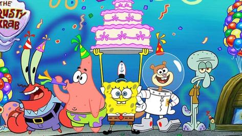 Famous Groups Of 4, 4 Cartoon Characters, Happy Birthday Spongebob, Groups Of 4, Hulk Character, Spongebob Birthday Party, Happy 20th Birthday, Spongebob Party, Teddy Bear Theme