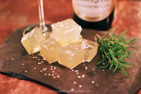 How To Make French 75 "Jello" Squares - Drink | A Wine, Beer & Spirit Blog by Bottles French 75 Jello Shots, Prosecco Jello Shots, Mini Beer Jello Shots, Strong Jello Shots, Gin And Tonic Jello Shots, Frozen French 75 Cocktail, Jello Squares, Jell-o Shots With Vodka, Jell O Shots