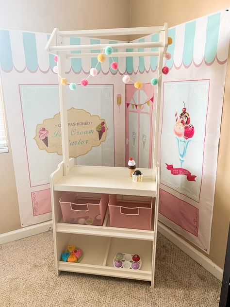 Ice Cream Themed Bedroom, Ice Cream Bedroom, Toy Horse Stable, Sleepover Parties, Cream Bedroom, Ice Cream Kids, Ice Cream Decorations, Mermaid Bedroom, Pink Girl Room