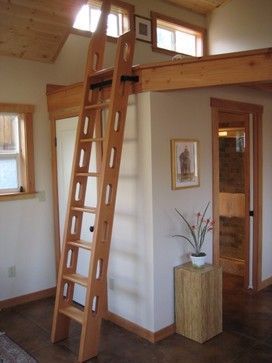 Loft Ladder Design Ideas, Pictures, Remodel and Decor Ships Ladder, Loft Ladder Ideas, Ladder Ideas, Casa Hobbit, Loft Inspiration, Tiny House Stairs, Attic Loft, Loft Stairs, Loft Ladder