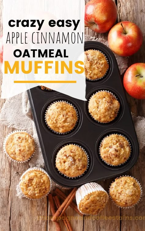 Healthy Cinnamon Muffins, Apple Breakfast Muffins, Apple Cinnamon Oatmeal Muffins, Healthy Apple Cinnamon Muffins, Apple Oat Muffins, Cinnamon Oatmeal Muffins, Oatmeal Breakfast Muffins, Apple Muffins Healthy, Apple Oatmeal Muffins