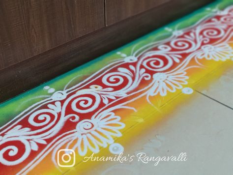 Border Rangoli designs #subhnavratri #jaymataji #sareedrapes #matajishringar #maadurga #navratripooja #durgapooja #blessings 🪷❤️#homedecoration #borderrangoli #lotusflower #lotusrangoli #rangolidesign Well Rangoli Design, Rangoli Well, Rangoli Designs Side Border, Boarder Rangoli Designs, Border Rangoli Designs Flower, Border Rangoli Designs, Poster Rangoli, Lotus Rangoli, Border Rangoli