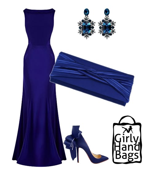 Royal Blue Classy Dress, Royal Blue Dress Elegant, Navy Blue Dress For Wedding Guest Winter, Royal Blue Gowns Elegant, Royal Blue Gown Dress, Robes D'occasion, Satin Clutch, Chique Outfits, Dressy Outfits