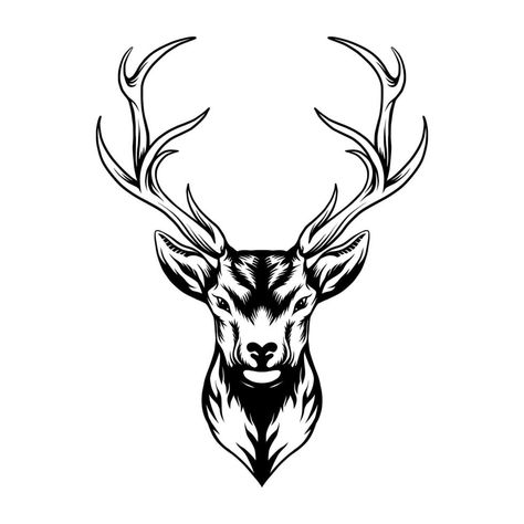 Deer Head Tattoo, Hirsch Silhouette, Antler Design, Deer Tattoo, Buck Deer, Deer Silhouette, Stag Head, Head Tattoos, Deer Head