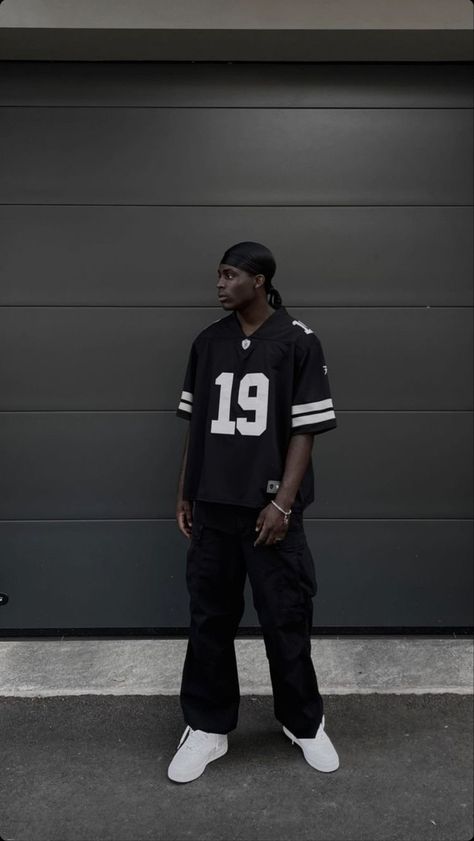 Black Street Wear Men, Nike Jersey Outfit, Hiphop Aesthetic Outfit, Men Jersey Outfit, Football Jersey Outfit Mens, Durag Outfit, Hiphop Outfit Men, Jersey Outfit Men, Hiphop Outfit