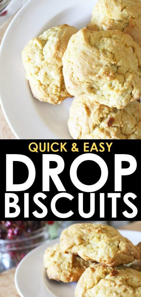 Easy Drop Biscuit Recipe, Eggs Oven, Drop Biscuit Recipe, Buttermilk Biscuits Easy, Easy Drop Biscuits, Drop Biscuits Recipe, Einkorn Recipes, Easy Biscuit Recipe, Bread Dishes