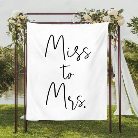 Black And White Bachelorette, Miss To Mrs Sign, White Bachelorette, Bridal Shower Photo Prop, Bridal Shower Backdrop, Miss To Mrs, Shower Backdrop, Backdrop Decorations, Bridal Shower