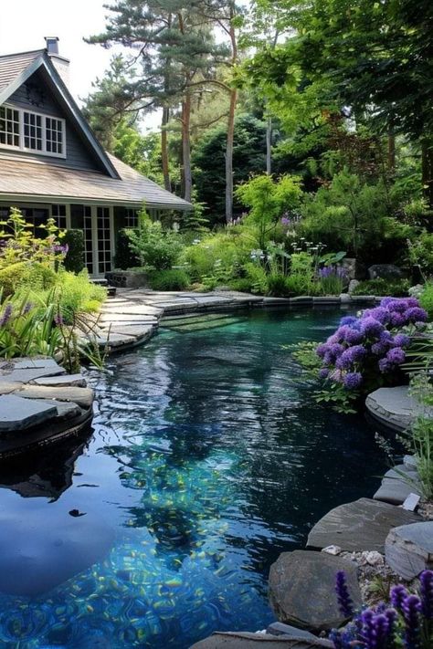 Swimming Pool Backyard, Swim Pond, Insane Pools, Diy Ponds Backyard, Garden Stream, Backyard Swimming Pool, Bio Pool, Oasis Backyard, Dream Backyard Garden