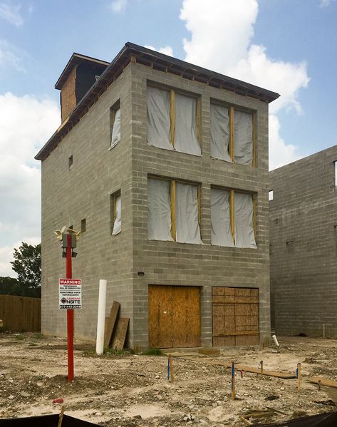 Townhome Under Construction at 2405 Rawley St., Fifth Ward, Houston Concrete Block House Plans, Concrete House Plans, Cinder Block House, Concrete Block House, Southern Colonial, Metal House Plans, Concrete Block Walls, Colonial Style House Plans, Cinder Block Walls