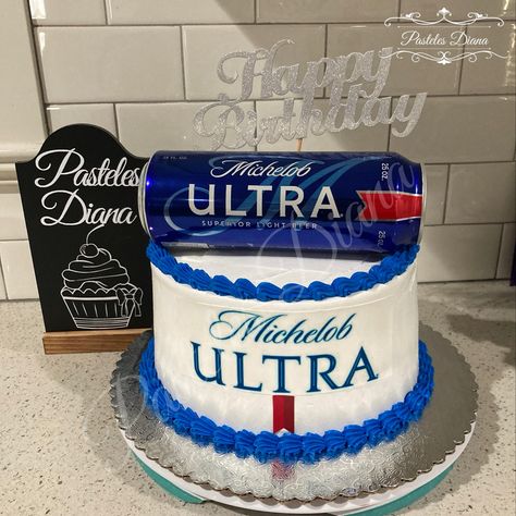 Michelob Ultra Beer Cake, Michelob Ultra Cake, Michelob Ultra Beer, Beer Cakes, 50th Cake, Beer Cake, Custom Birthday Cakes, Turning 30, Michelob Ultra