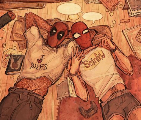 Gambit X Men, Deadpool X Spiderman, Deadpool Art, Deadpool And Spiderman, Deadpool Wolverine, Spiderman Comic, Spiderman Art, Marvel Funny, Marvel Art