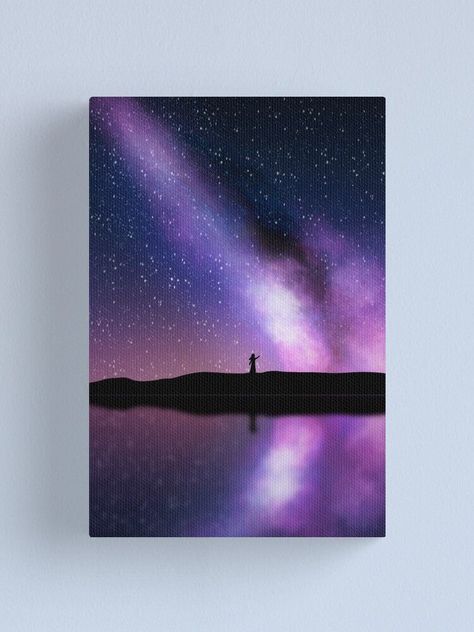 Milky Way Galaxy Silhouette Painting Canvas Print #painting #galaxy #milkyway #reflection Milky Way Painting, Galaxy Silhouette, Book Painting, Silhouette Canvas, Glam Bedroom, Silhouette Painting, Watercolor Galaxy, Milky Way Galaxy, Nursery Inspo