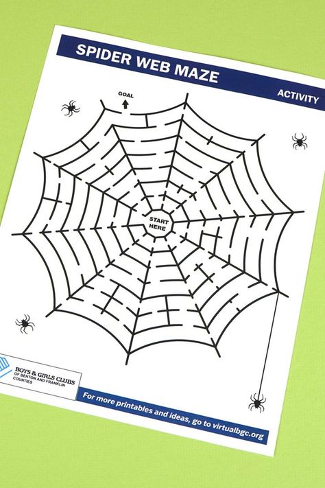 Ready for a creepy, crawly activity this Halloween? Check out our free printable spider web maze activity for kids! Navigate through the treacherous cobweb from the center to escape the spider’s trap before it’s too late! #halloweenprintables #kidsactivities Spider Printable, Maze Printable, Clever Kids, Free Printable Activities, Nature Camping, Halloween Spider Web, The Spider, Free Activities, Girls Club