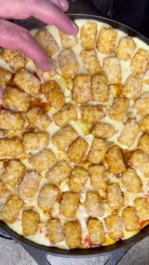 Chili Cheese Tot Casserole. #yummy #dinner #recipes #cooking #texas #tots #fyp | Pepperbellypete_official | Pepperbellypete_official · Original audio Chili Cheese Tots, Pepper Belly Pete, Family Casserole, Yummy Dinner Recipes, Cheese Tots, Gameday Food, Chili Pie, Smash Burger Recipe, Amazing Food Hacks