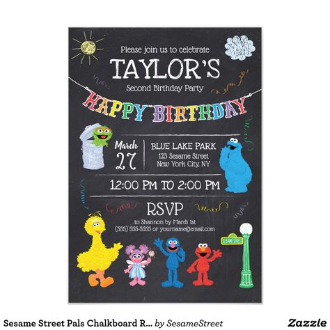 2nd Birthday Sesame Street, Sesame Street 2nd Birthday, Sesame Street Birthday Invitations, Elmo First Birthday, Sesame Street Invitations, Sesame Street Birthday Party Ideas, Rainbow Birthday Invitations, Elmo Birthday Party, Sesame Street Birthday Party