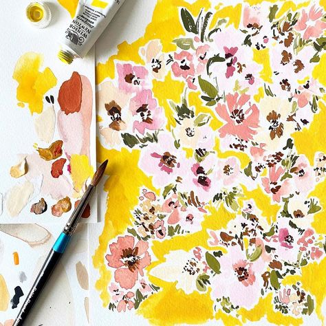 Hygge And West, Painterly Florals, Flora Print, Cloth Flowers, Unique Wallpaper, Floral Artwork, Print Designs Inspiration, Watercolour Tutorials, Instagram Summer